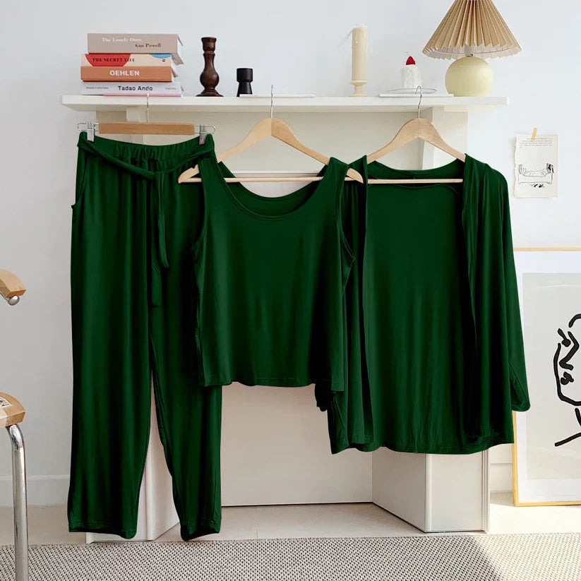 T Green 3 Piece Lounge wear Nightwear Sleepwear For Women
