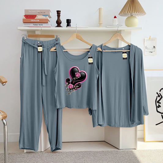 LADIES NIGHT SUIT
3 Pieces Inner Gawn + Trouser