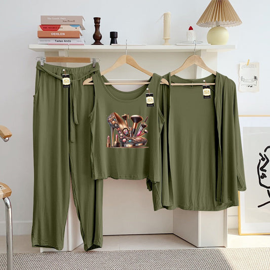 LADIES NIGHT SUIT
3 Pieces Inner Gawn + Trouser