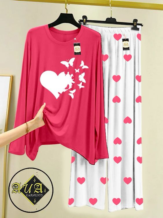 Stylish Sleepwear Set for a Cozy Night's Rest Wear With Multi Printed Set