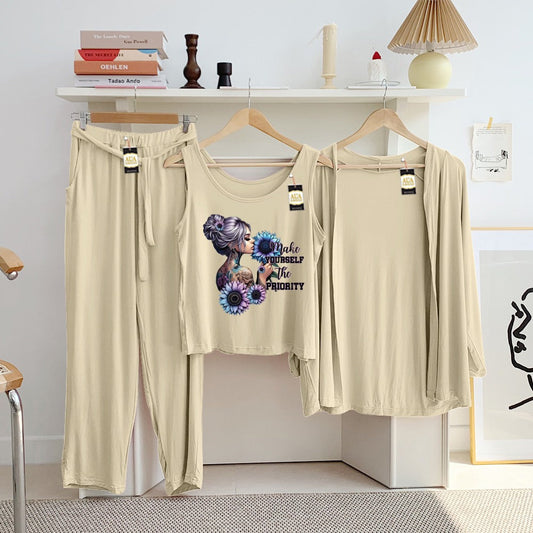 LADIES NIGHT SUIT
3 Pieces Inner Gawn + Trouser