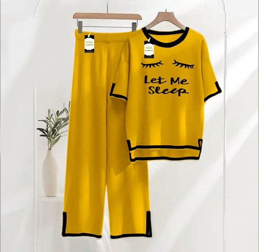 Yellow Printed Turkish Winter Co-Ord Set for Women - Warm & Stylish Loungewear