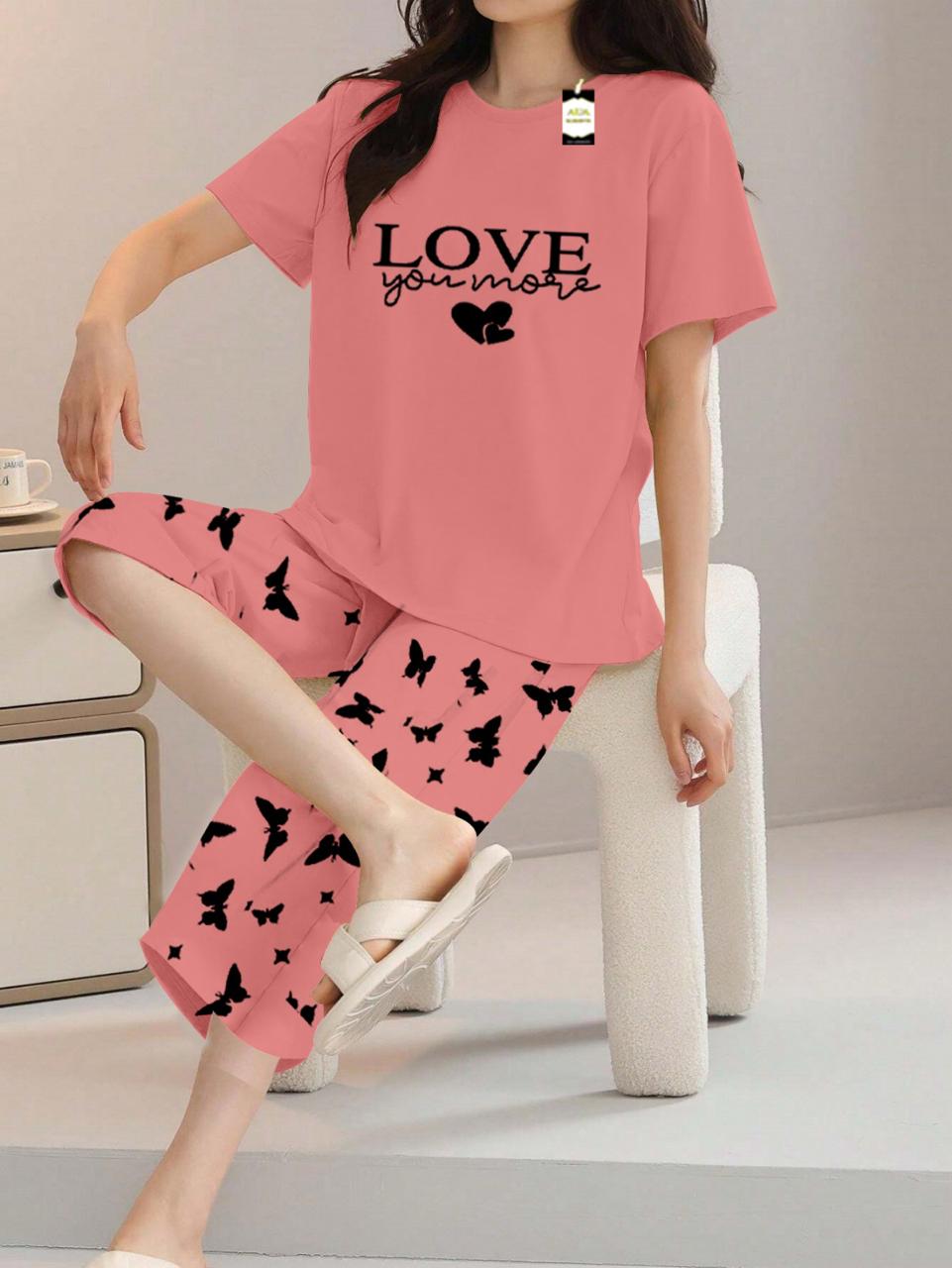 Printed Half-Sleeved Vest For Leisure Home Wear Female Sleepwear Night Dress