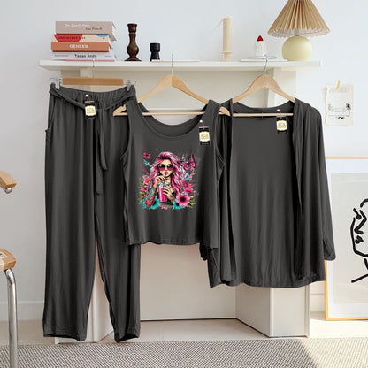 LADIES NIGHT SUIT

3 Pieces Inner Gawn + Trouser