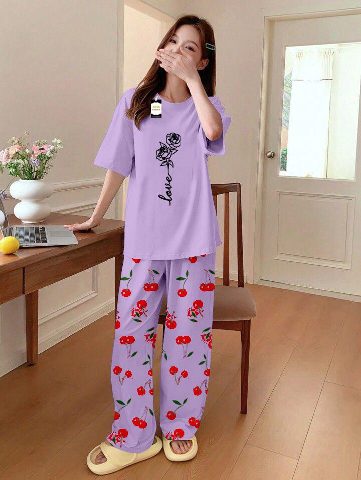 Stylish Sleepwear Set for a Cozy Night's Rest Wear With Multi Printed Set