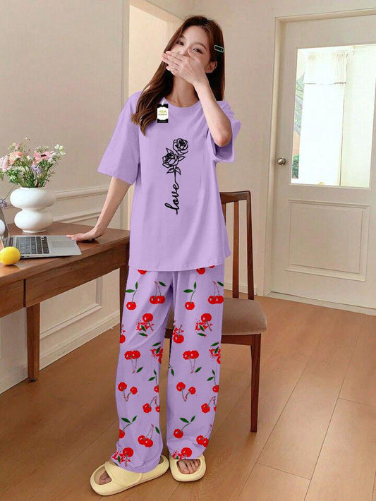 Stylish Sleepwear Set for a Cozy Night's Rest Wear With Multi Printed Set