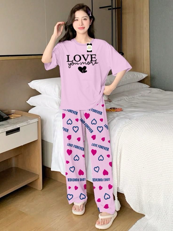 Stylish Sleepwear Set for a Cozy Night's Rest Wear With Multi Printed Set