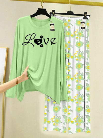 Stylish Sleepwear Set for a Cozy Night's Rest Wear With Multi Printed Set