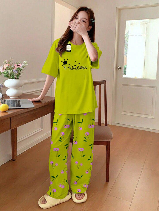 Stylish Sleepwear Set for a Cozy Night's Rest Wear With Multi Printed Set