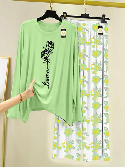 Stylish Sleepwear Set for a Cozy Night's Rest Wear With Multi Printed Set
