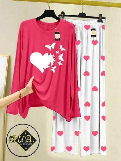 Stylish Sleepwear Set for a Cozy Night's Rest Wear With Multi Printed Set