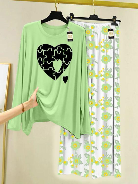 Stylish Sleepwear Set for a Cozy Night's Rest Wear With Multi Printed Set