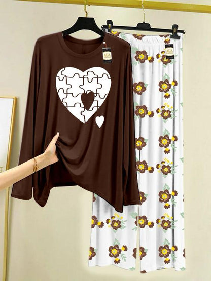 Stylish Sleepwear Set for a Cozy Night's Rest Wear With Multi Printed Set