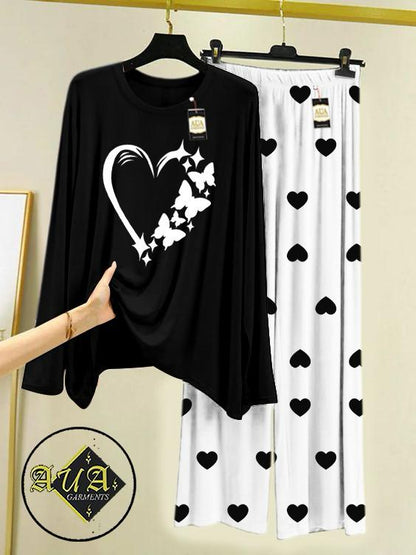 Stylish Sleepwear Set for a Cozy Night's Rest Wear With Multi Printed Set