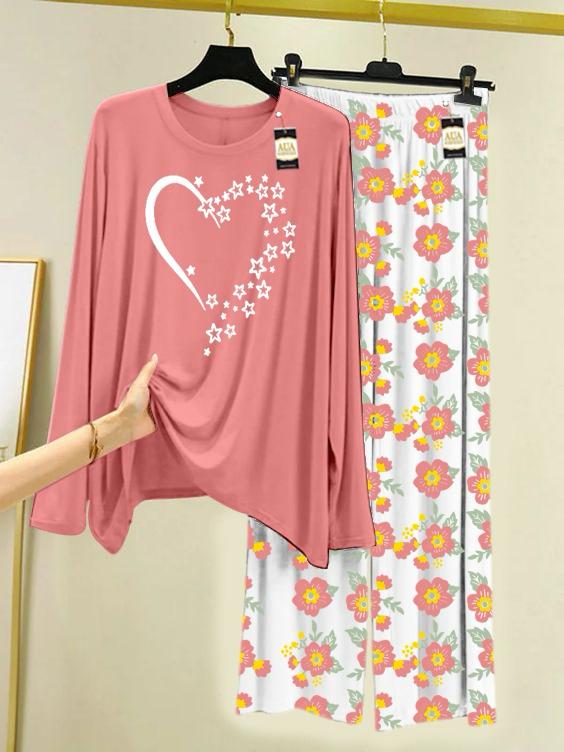Stylish Sleepwear Set for a Cozy Night's Rest Wear With Multi Printed Set