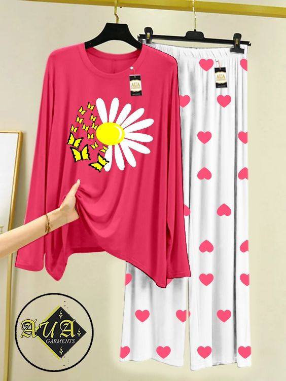 Stylish Sleepwear Set for a Cozy Night's Rest Wear With Multi Printed Set