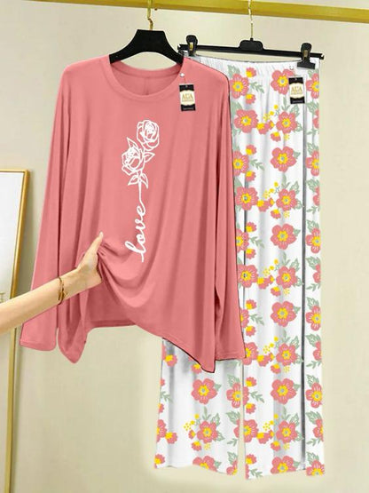 Stylish Sleepwear Set for a Cozy Night's Rest Wear With Multi Printed Set