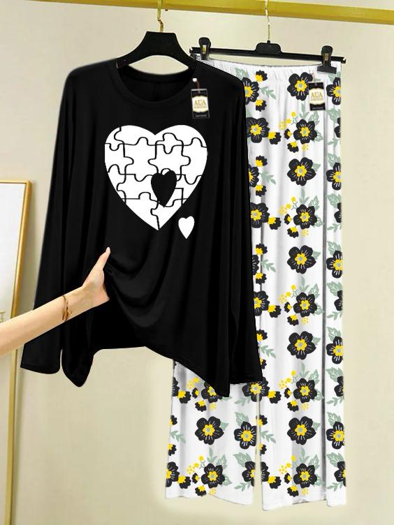 Stylish Sleepwear Set for a Cozy Night's Rest Wear With Multi Printed Set