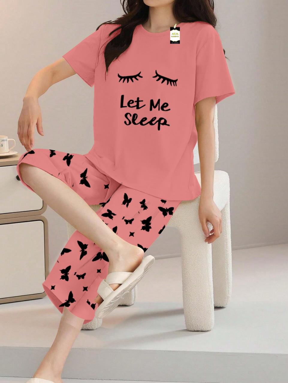 Printed Half-Sleeved Vest For Leisure Home Wear Female Sleepwear Night Dress