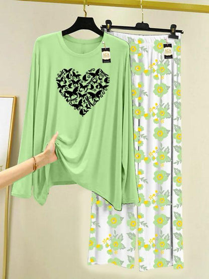 Stylish Sleepwear Set for a Cozy Night's Rest Wear With Multi Printed Set