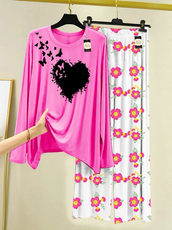 Stylish Sleepwear Set for a Cozy Night's Rest Wear With Multi Printed Set