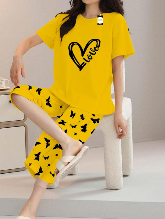 Stylish Sleepwear Set for a Cozy Night's Rest Wear With Multi Printed Set