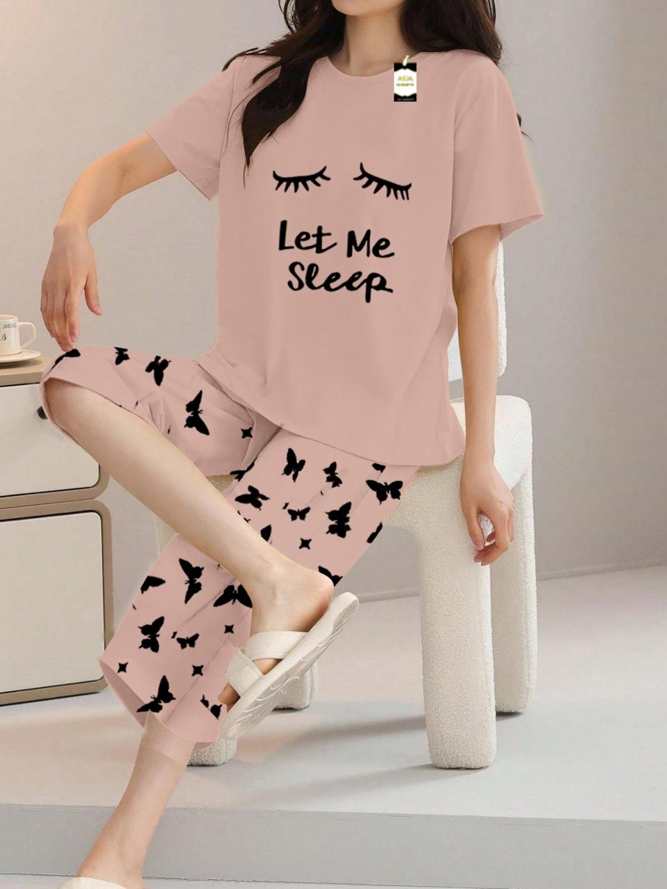 Printed Half-Sleeved Vest For Leisure Home Wear Female Sleepwear Night Dress