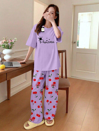 Stylish Sleepwear Set for a Cozy Night's Rest Wear With Multi Printed Set