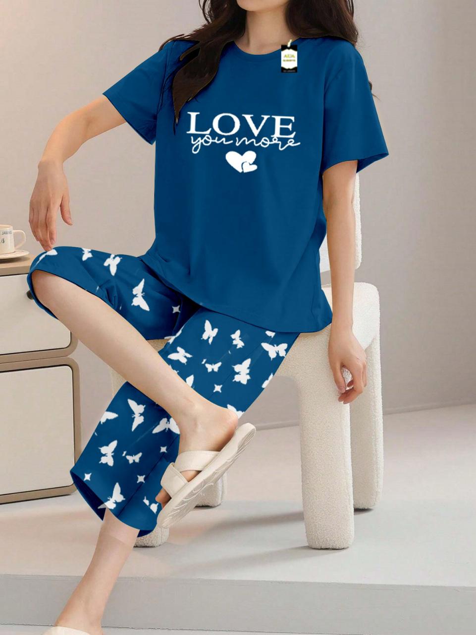 Printed Half-Sleeved Vest For Leisure Home Wear Female Sleepwear Night Dress