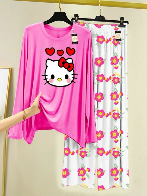 Stylish Sleepwear Set for a Cozy Night's Rest Wear With Multi Printed Set