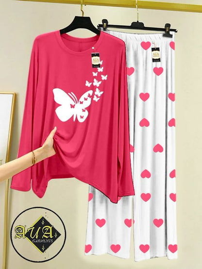 Stylish Sleepwear Set for a Cozy Night's Rest Wear With Multi Printed Set