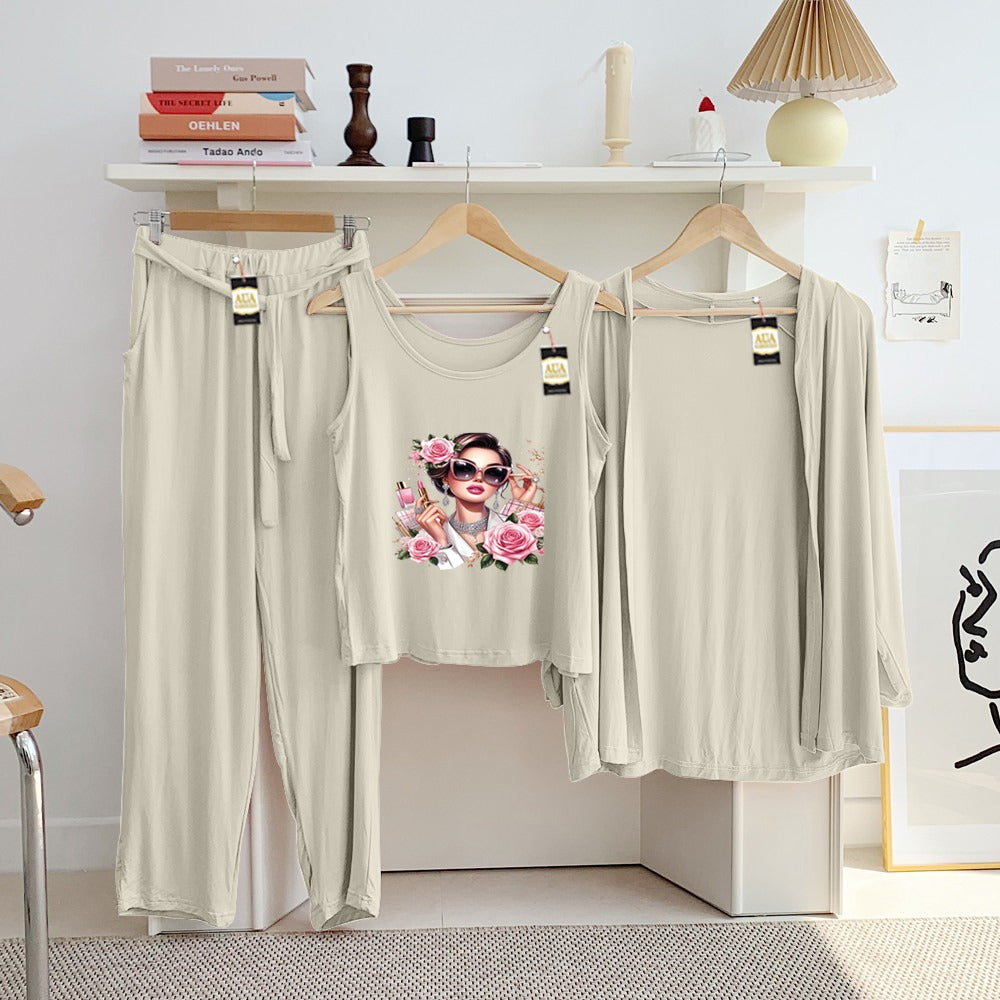 LADIES NIGHT SUIT

3 Pieces Inner Gawn + Trouser