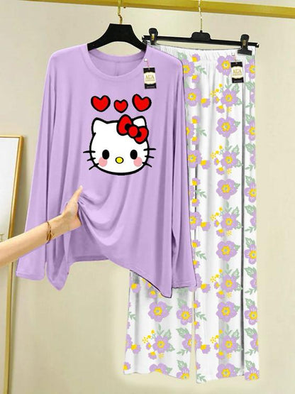 Stylish Sleepwear Set for a Cozy Night's Rest Wear With Multi Printed Set