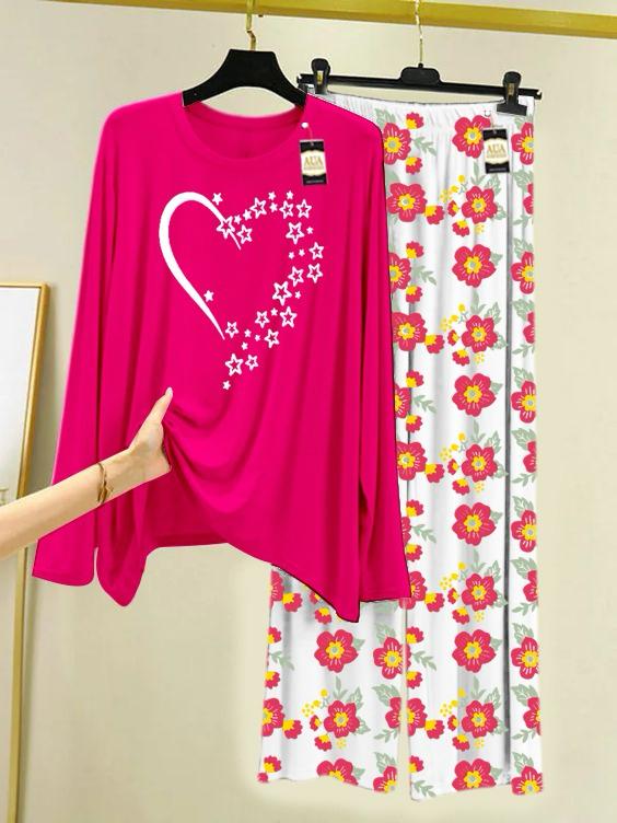 Stylish Sleepwear Set for a Cozy Night's Rest Wear With Multi Printed Set