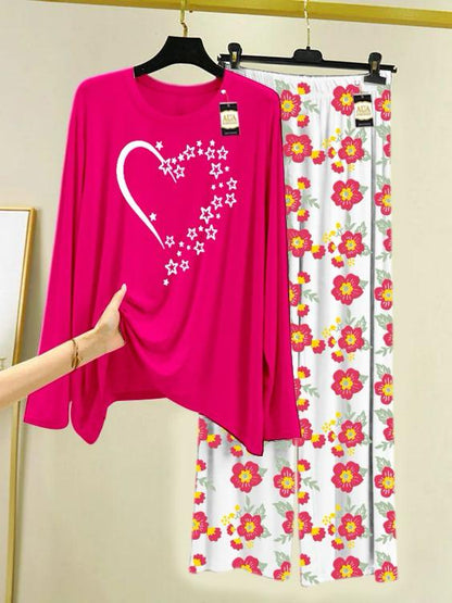 Stylish Sleepwear Set for a Cozy Night's Rest Wear With Multi Printed Set