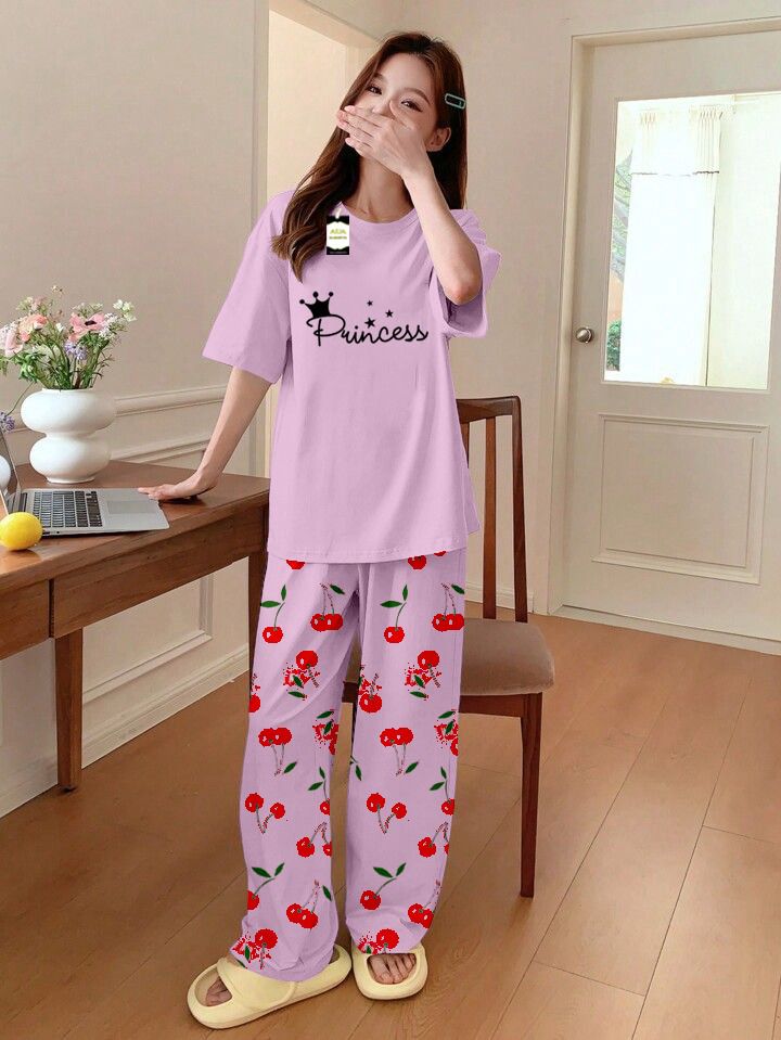 Stylish Sleepwear Set for a Cozy Night's Rest Wear With Multi Printed Set
