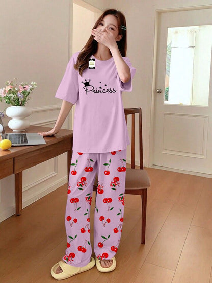 Stylish Sleepwear Set for a Cozy Night's Rest Wear With Multi Printed Set